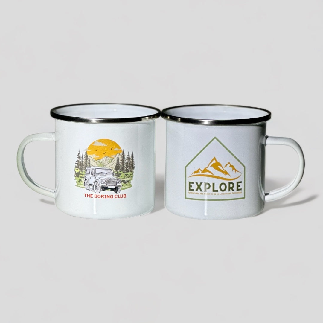 Explore The Boring Adventures Enamel Mug
